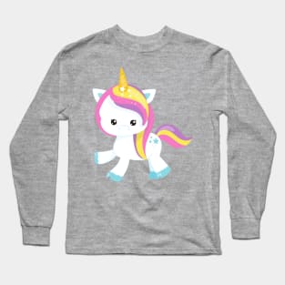 Rainbow Unicorn, Cute Unicorn, Star, Magic Unicorn Long Sleeve T-Shirt